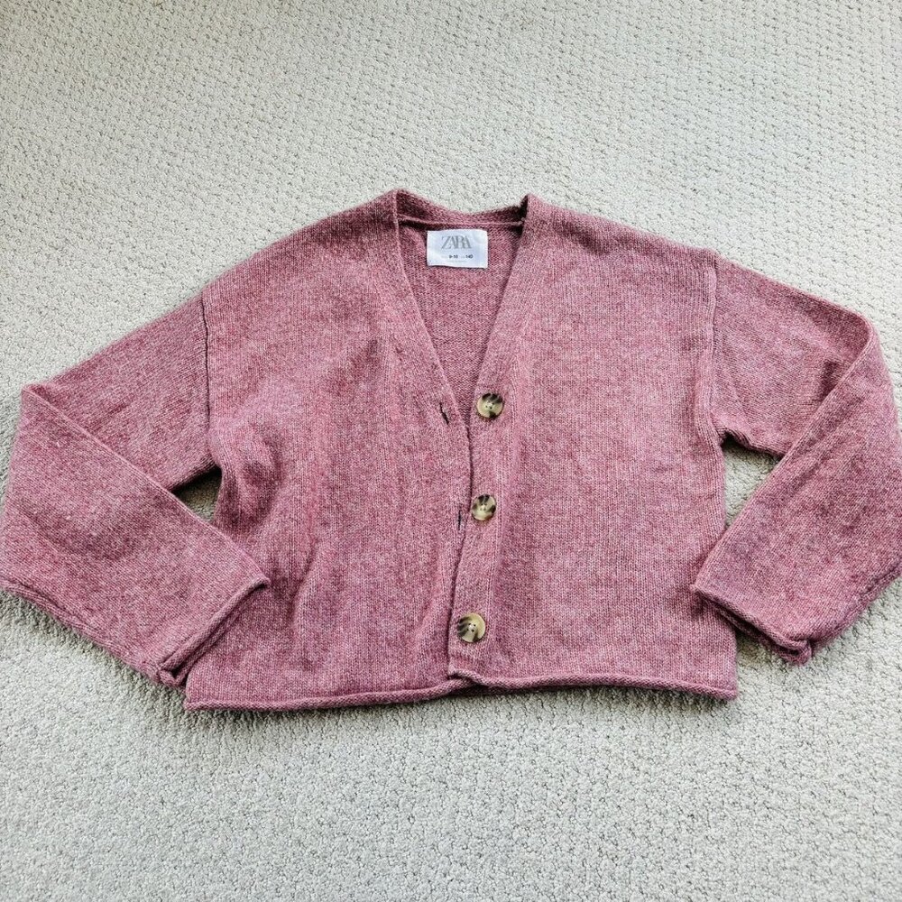 Zara Pink Heathered Cropped Cardigan